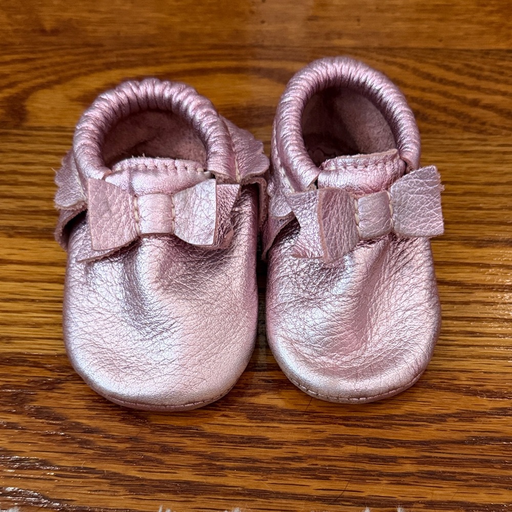 Freshly Picked Metallic Pink Baby Moccasins